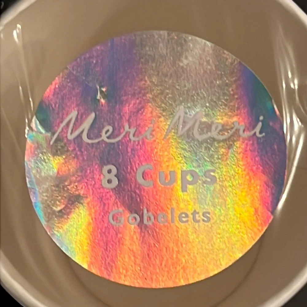 Meri Meri silvery iridescent party cups-8 highball/13.5oz & 8 cocktail/9oz-NWT